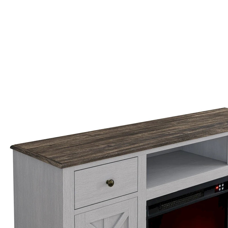 Farmhouse TV Stand with Fireplace for up to 65  TV - 60 W x 33 H x 15.5 D