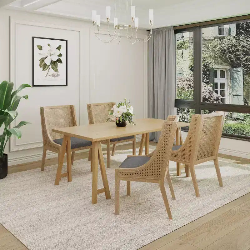 Christopher Knight Home Sorenza 5 Pieces Cane Rattan and Rubberwood Dining Set