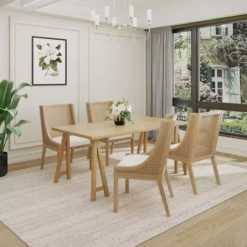 Christopher Knight Home Sorenza 5 Pieces Cane Rattan and Rubberwood Dining Set