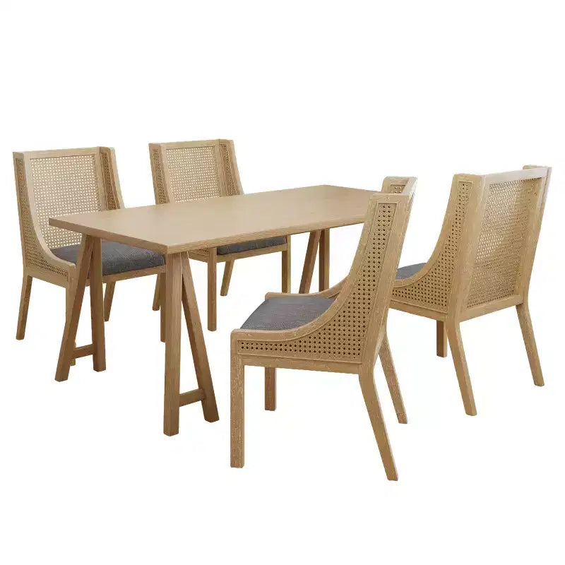 Christopher Knight Home Sorenza 5 Pieces Cane Rattan and Rubberwood Dining Set