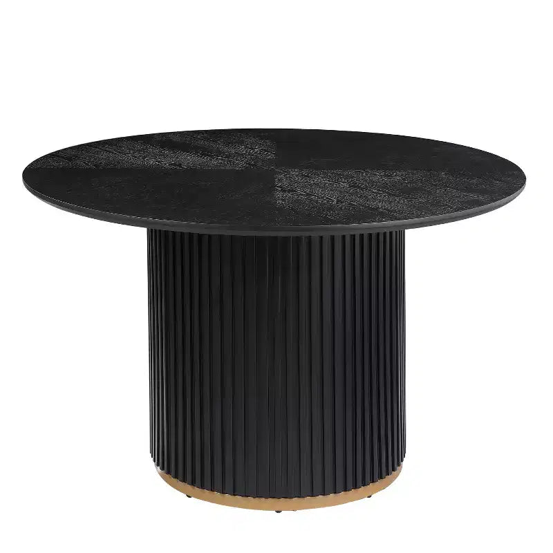 Christopher Knight Home Cheryi 47.2 Round Oak Veneer Top and Iron Pedestal Dining Table