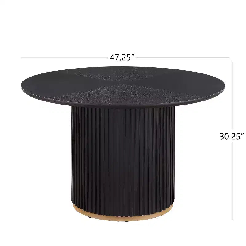 Christopher Knight Home Cheryi 47.2 Round Oak Veneer Top and Iron Pedestal Dining Table