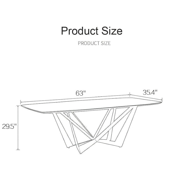 Modern Stylish Dining Table Rectangle White Sintered Stone Top