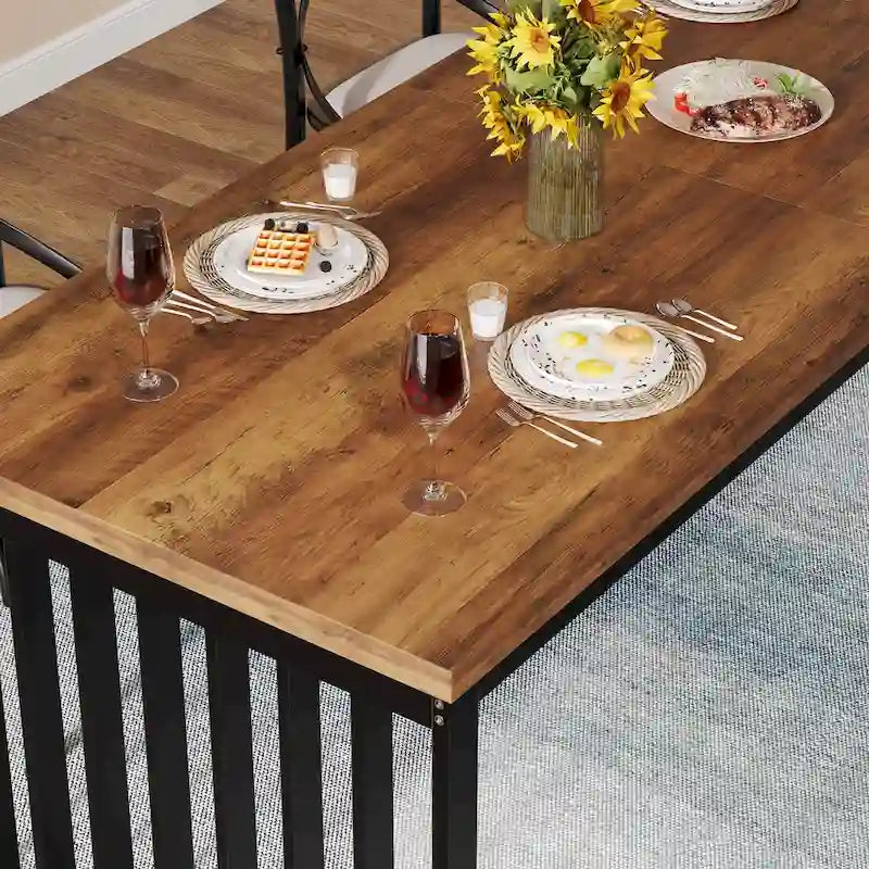 78.74-inch Kitchen Dining Table with Metal Legs