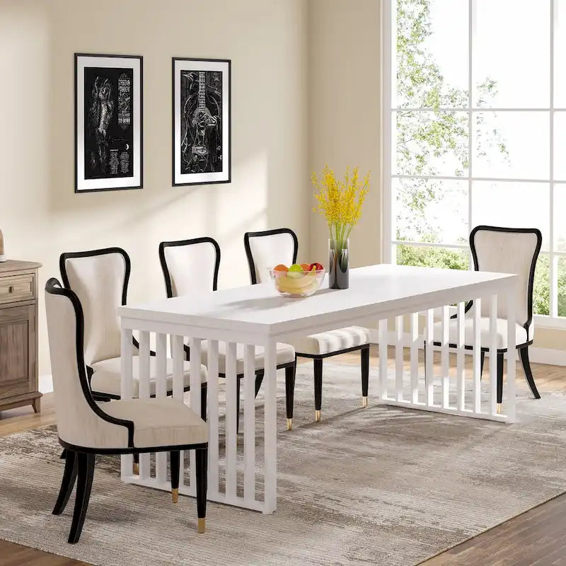 78.74-inch Kitchen Dining Table with Metal Legs