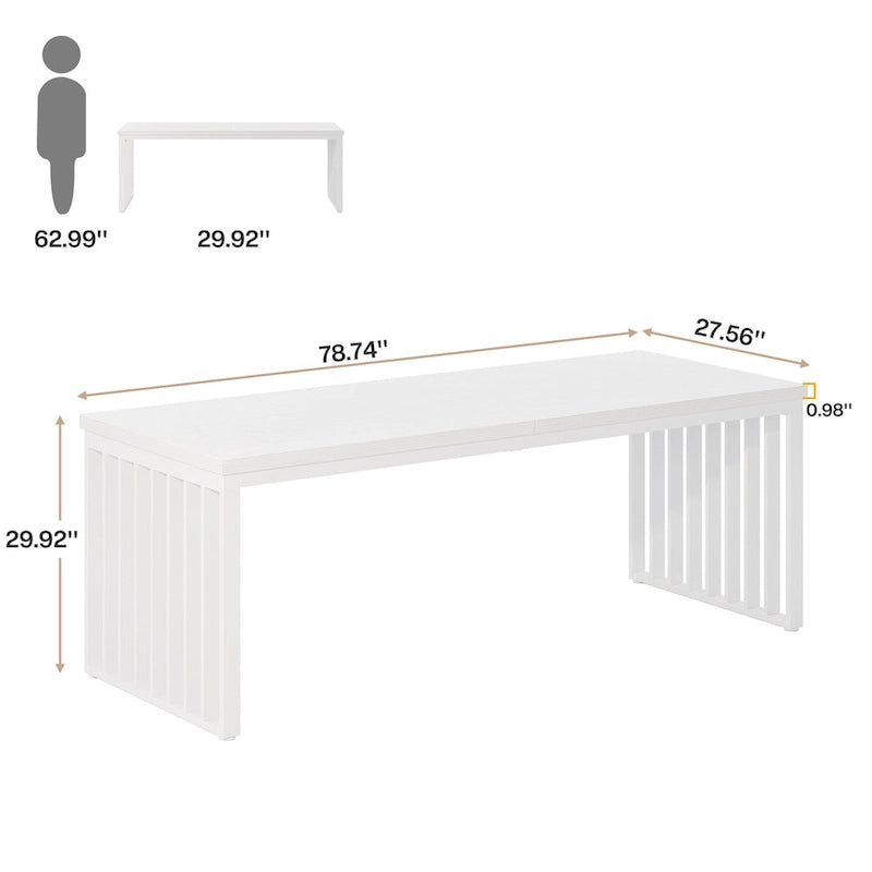 78.74-inch Kitchen Dining Table with Metal Legs