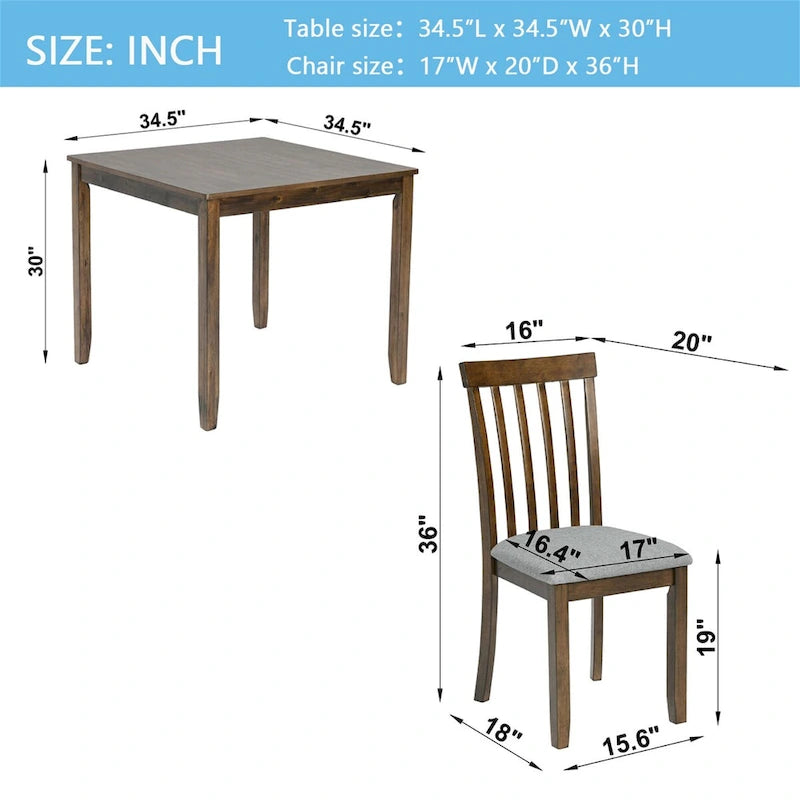 Wooden Dining Rectangular Table set for 4