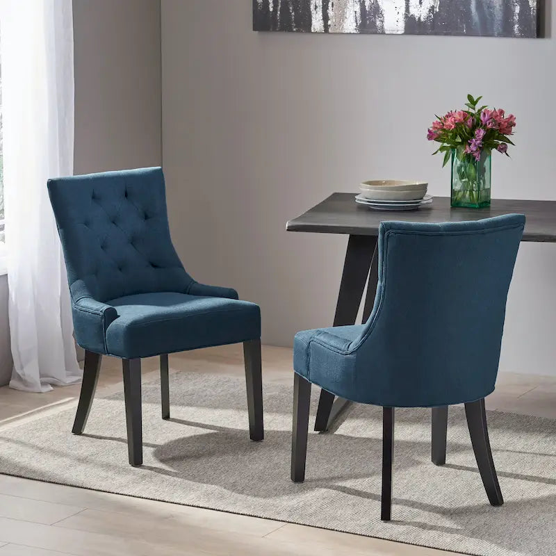 Set of 2 Fabric Upholstered Dining Chair with Tapered Legs