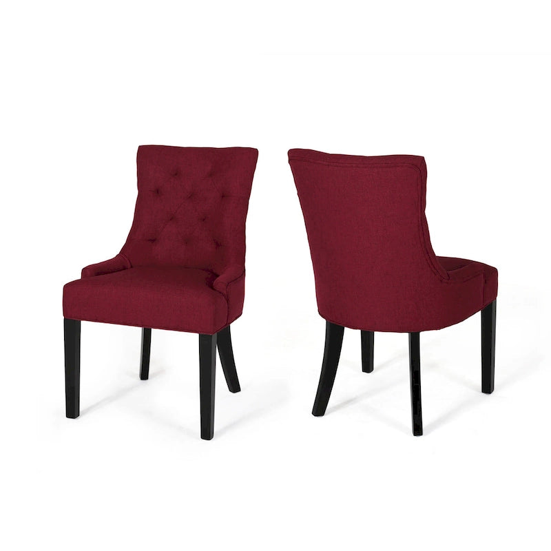 Set of 2 Fabric Upholstered Dining Chair with Tapered Legs