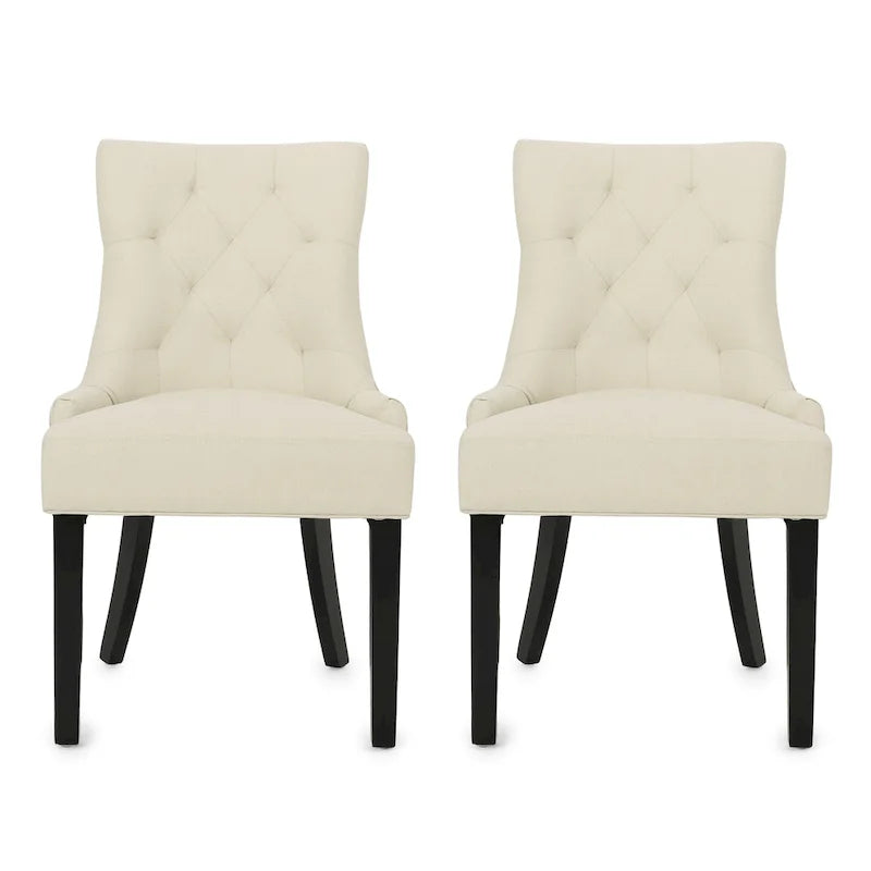 Set of 2 Fabric Upholstered Dining Chair with Tapered Legs