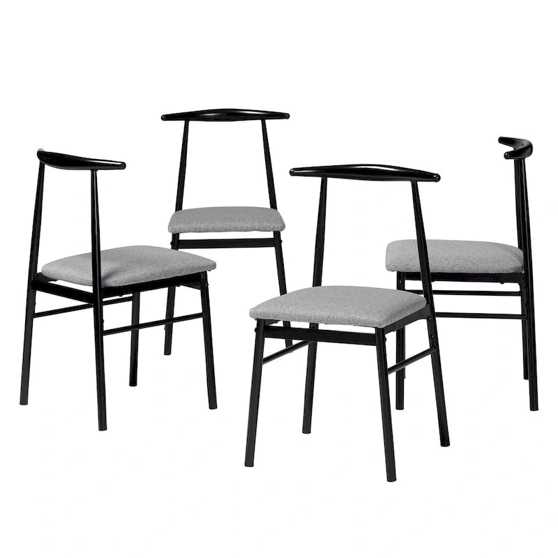 Arnold Modern Industrial Fabric and Metal 4-Piece Dining Chair Set