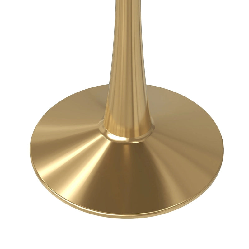 LeisureMod Bristol 35  Round Dining Table for 4 with MDF Tabletop in Gold Steel Base for Kitchen & Dining Room