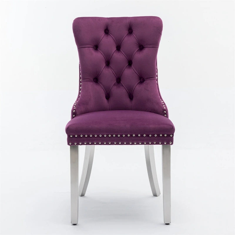 Tufted Solid Wood Contemporary Velvet Upholstered Dining Chair,2PCS