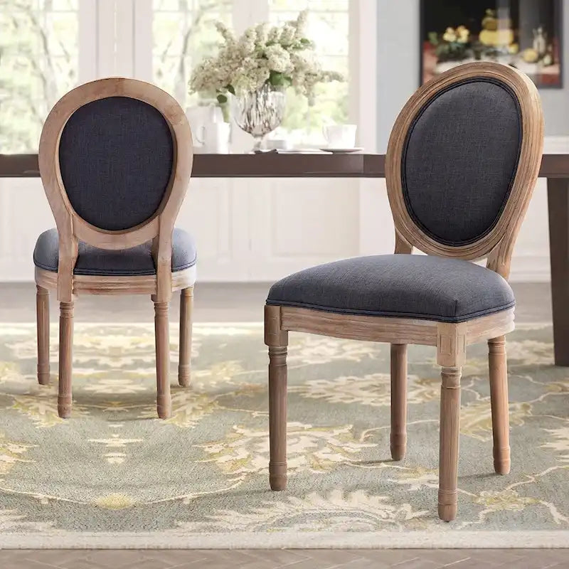 Mieres French Vintage Upholstered Dining Chair, Side Chair(Set of 2) - N/A