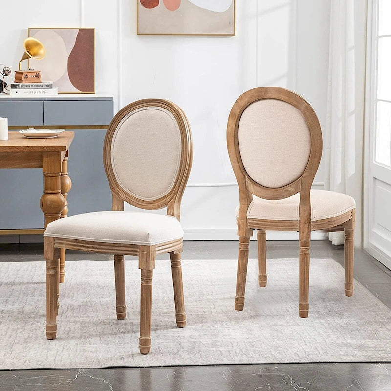 Mieres French Vintage Upholstered Dining Chair, Side Chair(Set of 2) - N/A