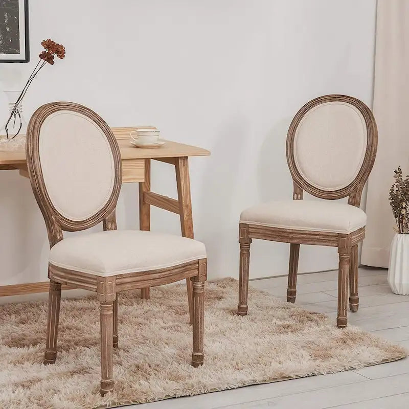 Mieres French Vintage Upholstered Dining Chair, Side Chair(Set of 2) - N/A