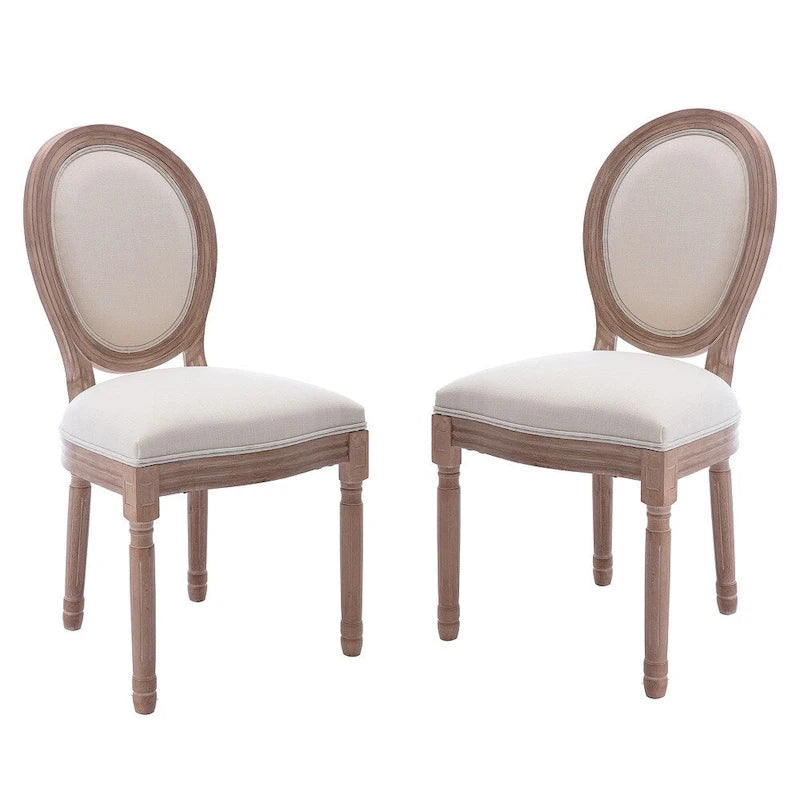 Mieres French Vintage Upholstered Dining Chair, Side Chair(Set of 2) - N/A