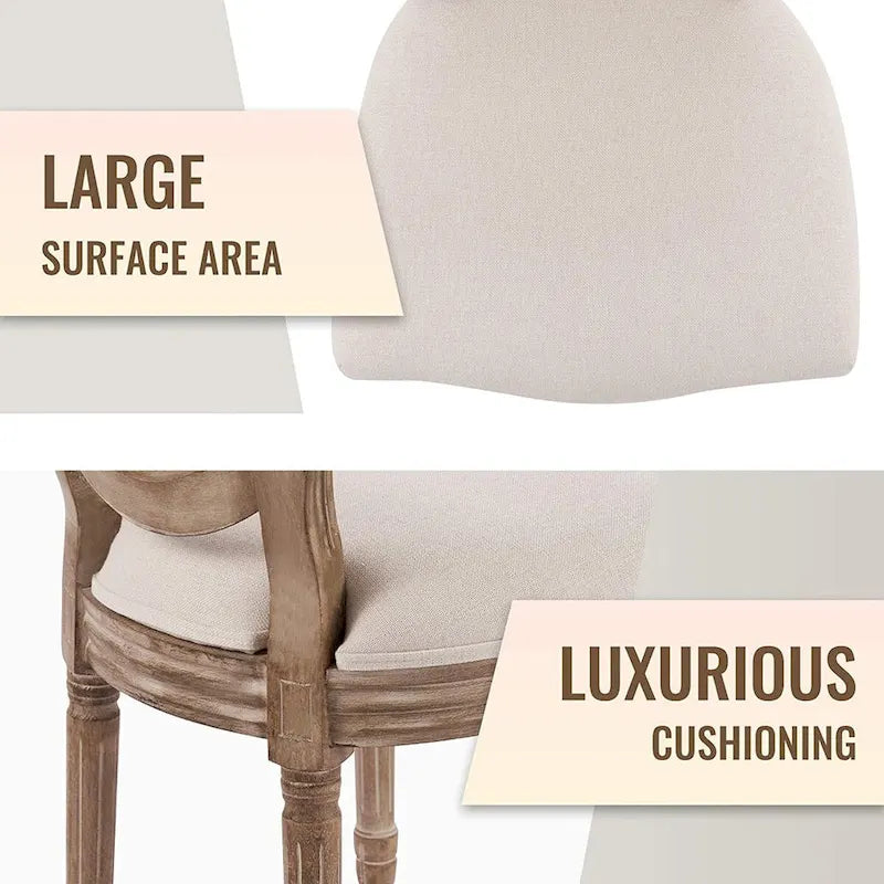 Mieres French Vintage Upholstered Dining Chair, Side Chair(Set of 2) - N/A