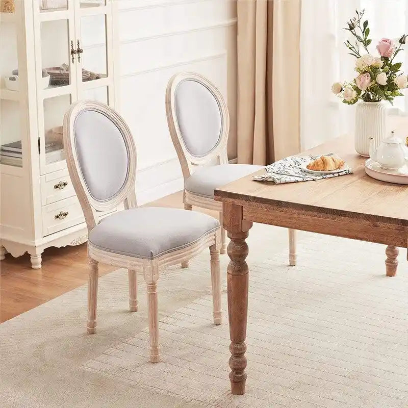 Mieres French Vintage Upholstered Dining Chair, Side Chair(Set of 2) - N/A