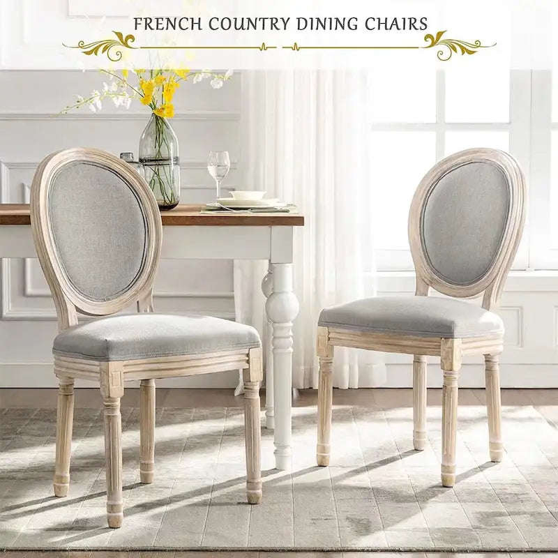 Mieres French Vintage Upholstered Dining Chair, Side Chair(Set of 2) - N/A