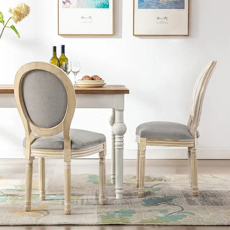 Mieres French Vintage Upholstered Dining Chair, Side Chair(Set of 2) - N/A