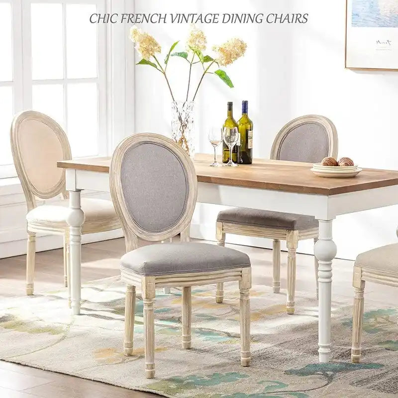 Mieres French Vintage Upholstered Dining Chair, Side Chair(Set of 2) - N/A