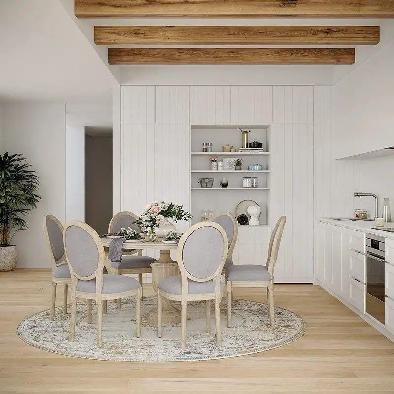 Mieres French Vintage Upholstered Dining Chair, Side Chair(Set of 2) - N/A