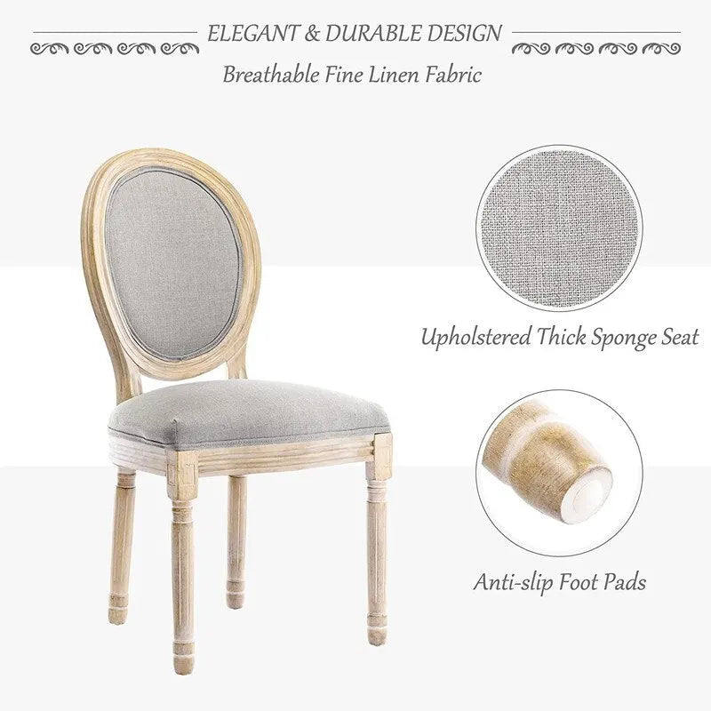 Mieres French Vintage Upholstered Dining Chair, Side Chair(Set of 2) - N/A