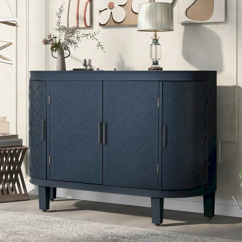 Accent Storage Cabinet Sideboard Wooden Cabinet with Antique Pattern Doors for Hallway, Entryway, Living Room, Bedroom