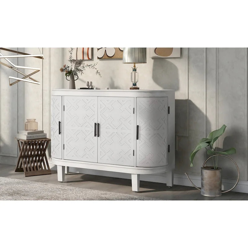 Accent Storage Cabinet Sideboard Wooden Cabinet with Antique Pattern Doors for Hallway, Entryway, Living Room, Bedroom
