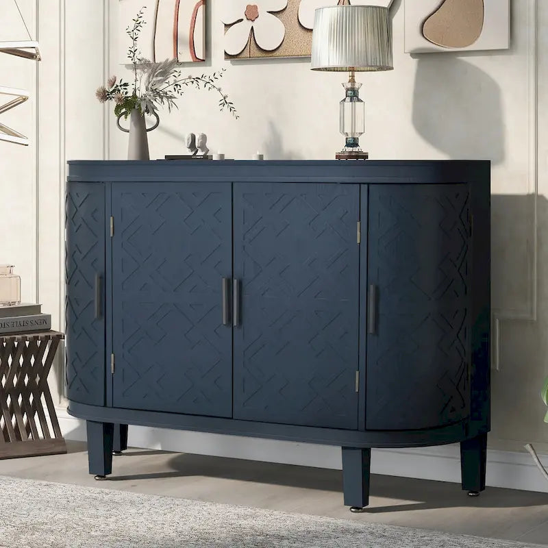 Accent Storage Cabinet Sideboard Wooden Cabinet with Antique Pattern Doors for Hallway, Entryway, Living Room, Bedroom