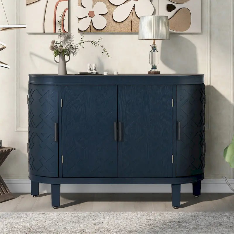 Accent Storage Cabinet Sideboard Wooden Cabinet with Antique Pattern Doors for Hallway, Entryway, Living Room, Bedroom