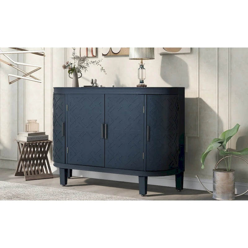 Accent Storage Cabinet Sideboard Wooden Cabinet with Antique Pattern Doors for Hallway, Entryway, Living Room, Bedroom