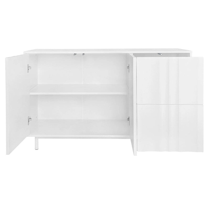 Wave Pattern Storage Cabinet with 2 Doors and 2 Drawers,Adjustable