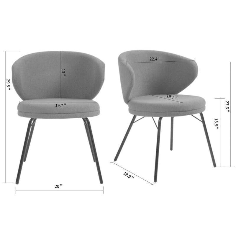 Set of 2 Barclay Orange Boucle Fabric Dining Chair with Black Iron Legs