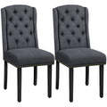 Yaheetech 2pcs Upholstered Dining Chair Button Tufted Dining Room Chair with Nailhead Trims - N/A