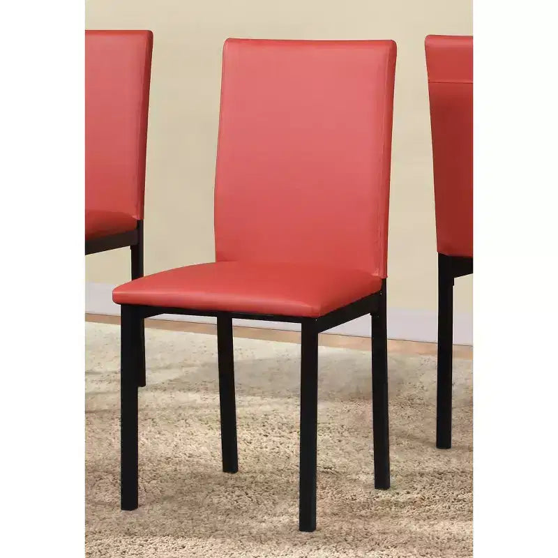 Roundhill Furniture Noyes Faux Leather Seat Metal Frame Dining Chairs , Red, Set of 4