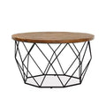 Christopher Knight Home Classic Cadak Wood and Metal Round Coffee Table, Brown/Black