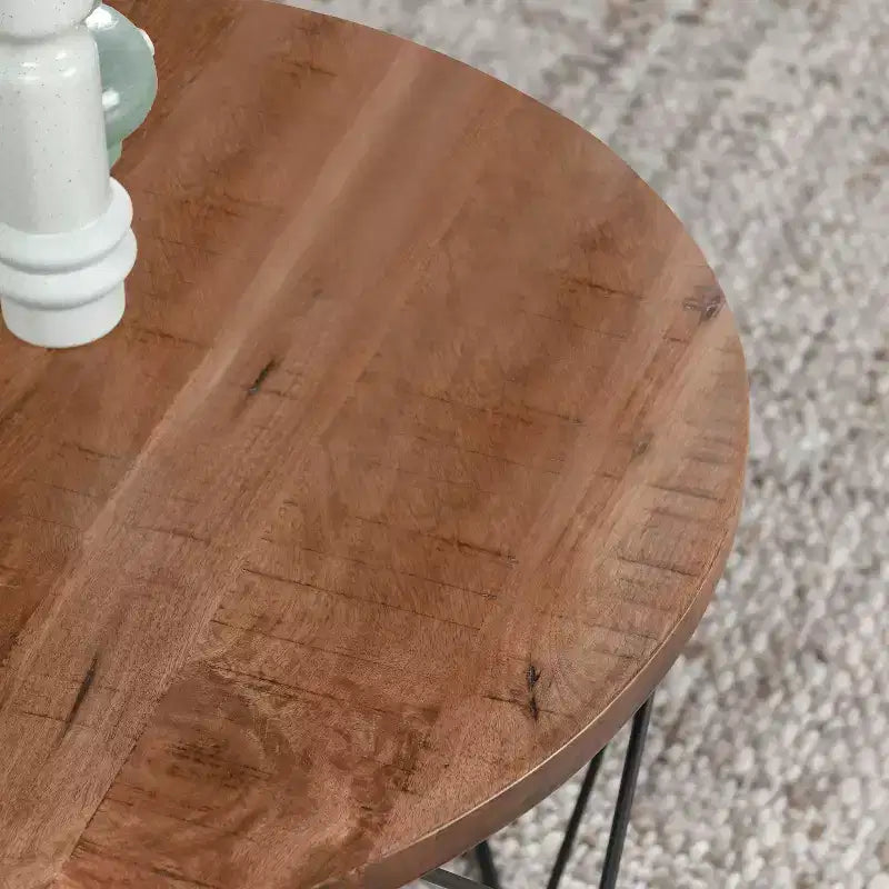 Christopher Knight Home Classic Cadak Wood and Metal Round Coffee Table, Brown/Black