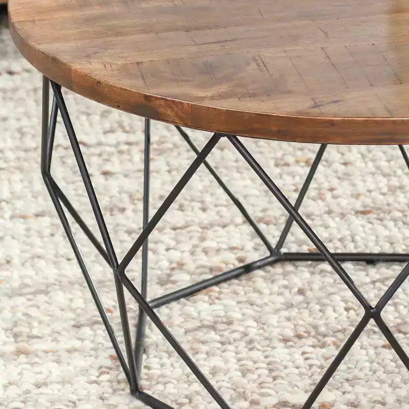 Christopher Knight Home Classic Cadak Wood and Metal Round Coffee Table, Brown/Black