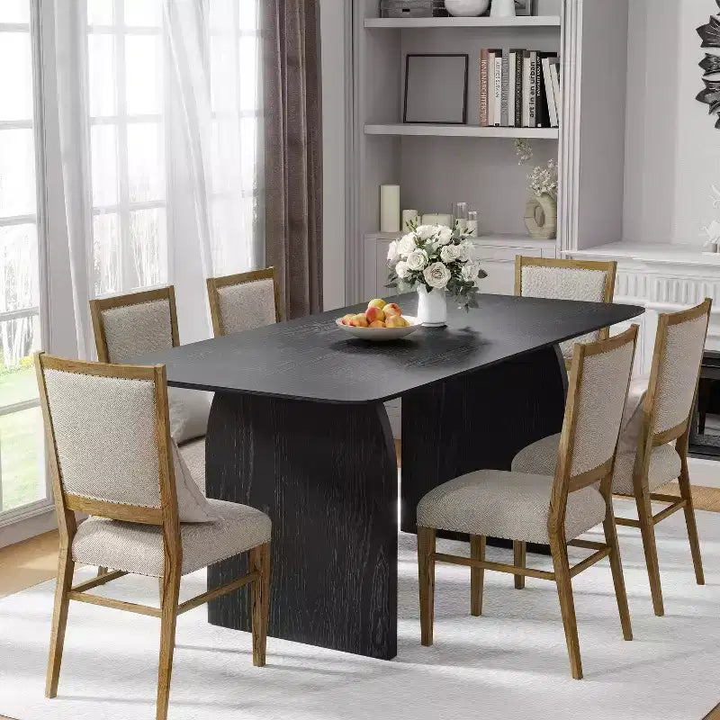 PexFix Large Dining Table for 6 Wood Rectangular Living Room Table Modern Farmhouse Kitchen Table with Scratch-Resistant Top & Wood Pedestal