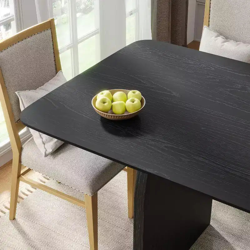 PexFix Large Dining Table for 6 Wood Rectangular Living Room Table Modern Farmhouse Kitchen Table with Scratch-Resistant Top & Wood Pedestal