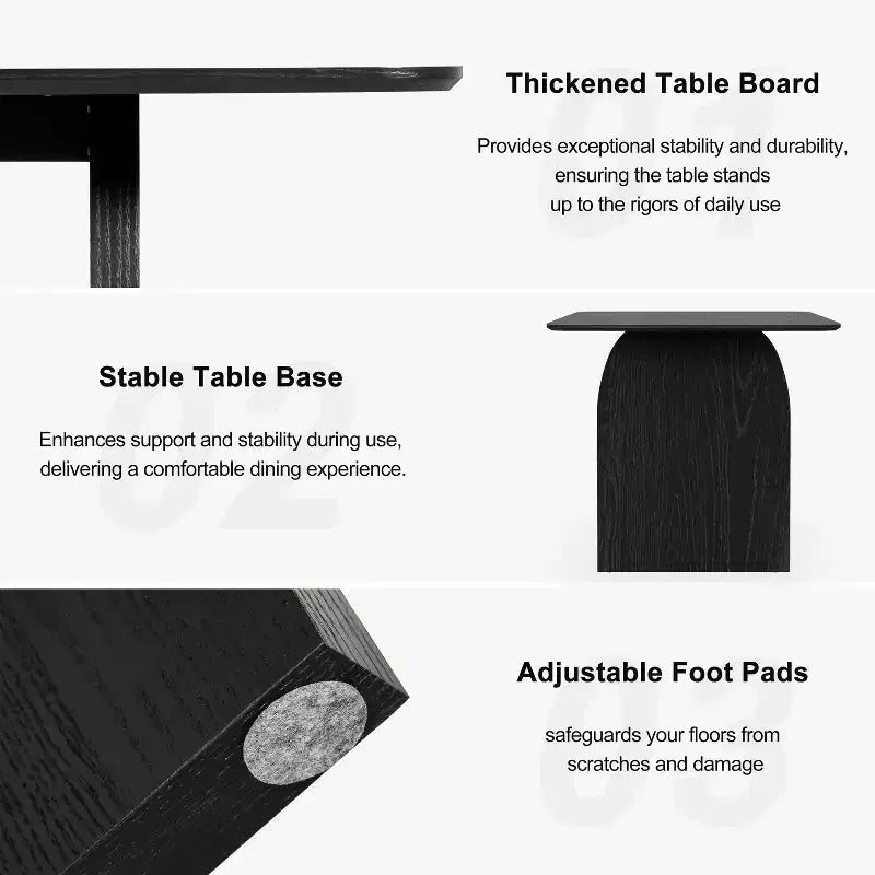 PexFix Large Dining Table for 6 Wood Rectangular Living Room Table Modern Farmhouse Kitchen Table with Scratch-Resistant Top & Wood Pedestal