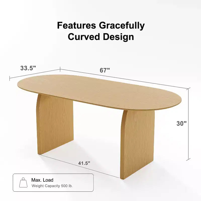 PexFix Large Dining Table for 6 Wood Rectangular Living Room Table Modern Farmhouse Kitchen Table with Scratch-Resistant Top & Wood Pedestal