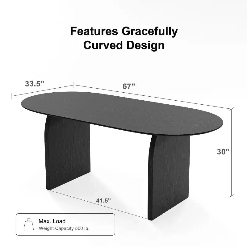 PexFix Large Dining Table for 6 Wood Rectangular Living Room Table Modern Farmhouse Kitchen Table with Scratch-Resistant Top & Wood Pedestal