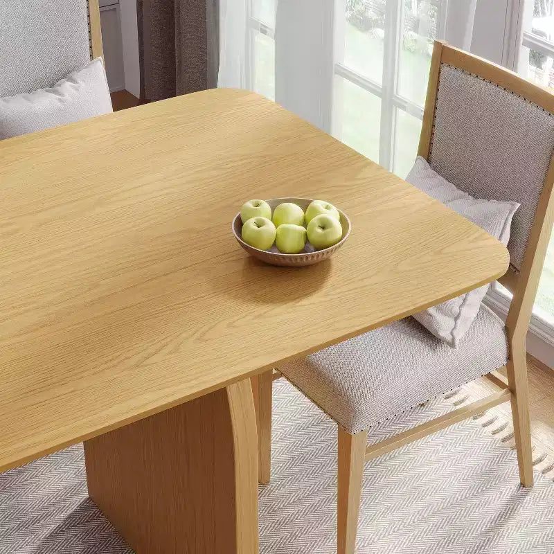 PexFix Large Dining Table for 6 Wood Rectangular Living Room Table Modern Farmhouse Kitchen Table with Scratch-Resistant Top & Wood Pedestal