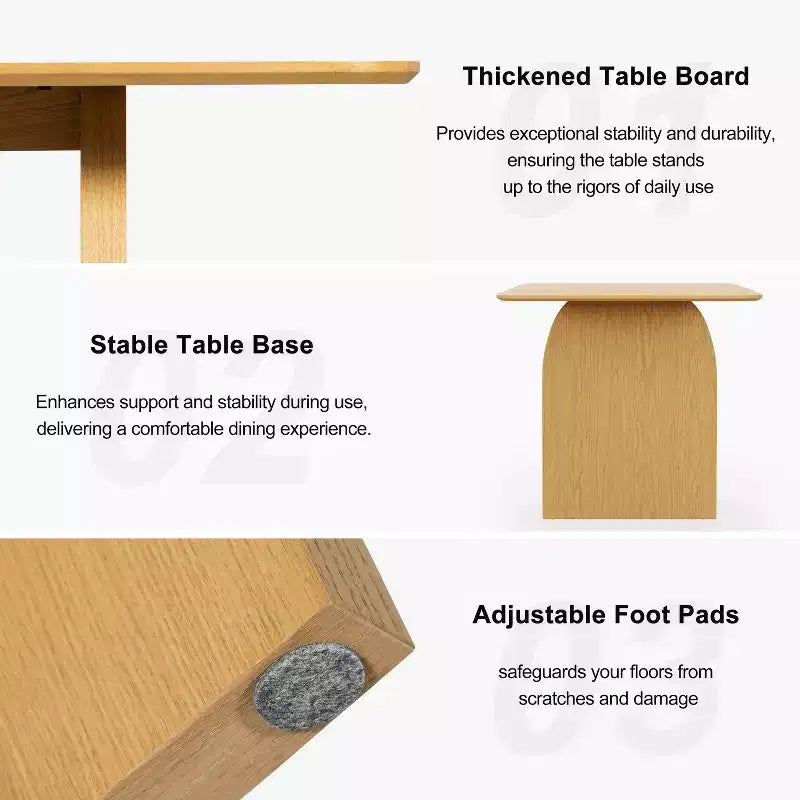 PexFix Large Dining Table for 6 Wood Rectangular Living Room Table Modern Farmhouse Kitchen Table with Scratch-Resistant Top & Wood Pedestal