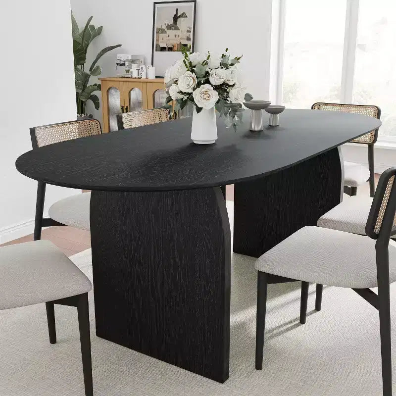 PexFix Large Dining Table for 6 Wood Rectangular Living Room Table Modern Farmhouse Kitchen Table with Scratch-Resistant Top & Wood Pedestal