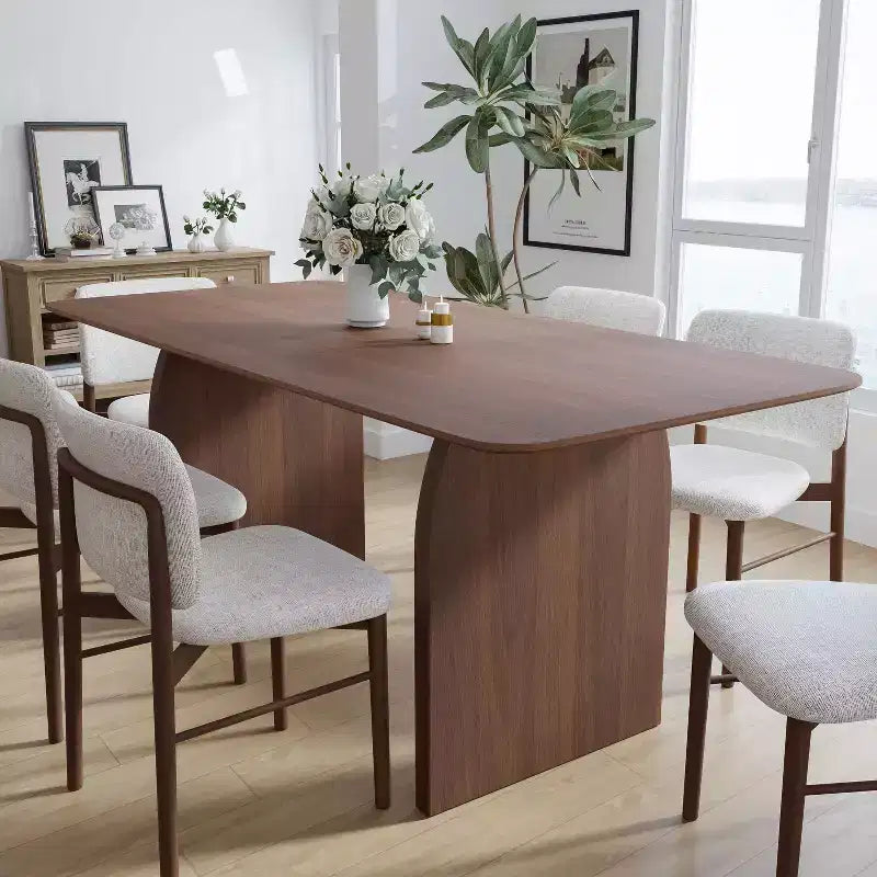 PexFix Large Dining Table for 6 Wood Rectangular Living Room Table Modern Farmhouse Kitchen Table with Scratch-Resistant Top & Wood Pedestal