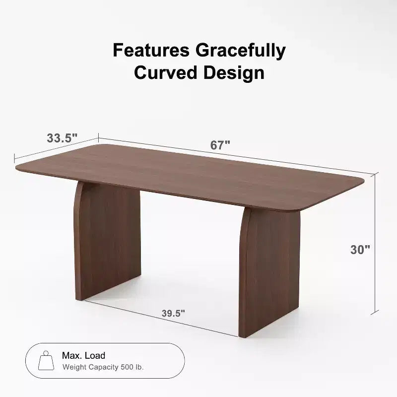 PexFix Large Dining Table for 6 Wood Rectangular Living Room Table Modern Farmhouse Kitchen Table with Scratch-Resistant Top & Wood Pedestal